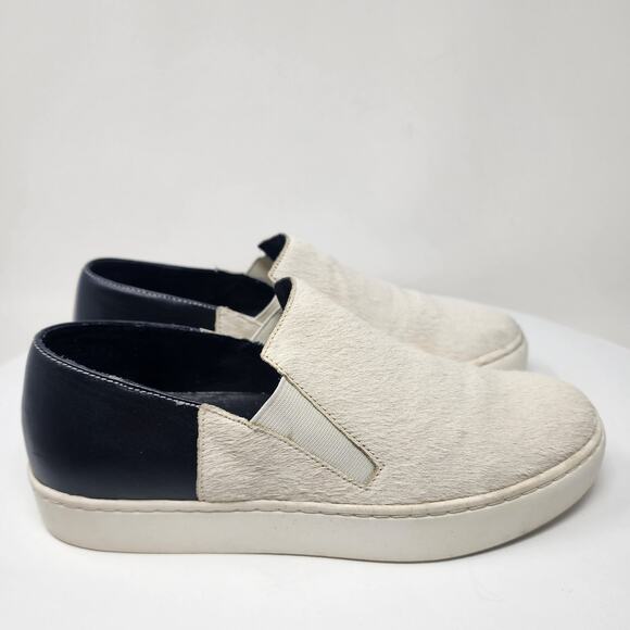 Free People Varsity Slip-on Sneaker Women EU38/US7.5 White Calf Hair Black Heel - Picture 2 of 13